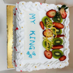 rectangular cake with fruits